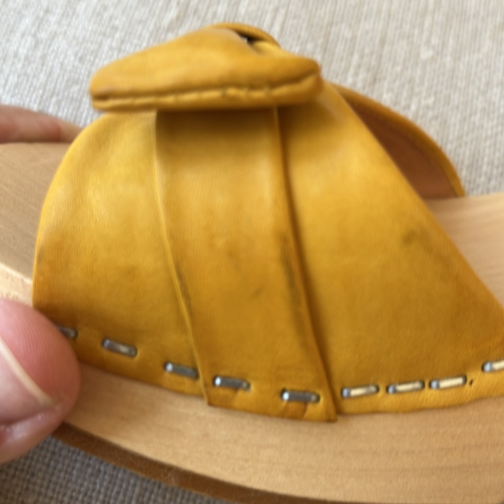 Swedish Hasbeens Beautiful NWT Bow Yellow Retro Vintage Clog Sandal size 7.5 & 8 - Picture 15 of 16